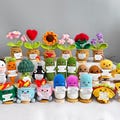 Positive Crochet Flowers,Fruits and Vegetables,Thank You for Helping Me Grow Gift, Knitted Potted Plant,Coworker Gift Crotchet,Dumpster Fire