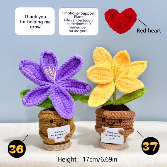 Handmade Crochet Potted Flower, Emotional Support Plant, Mother's