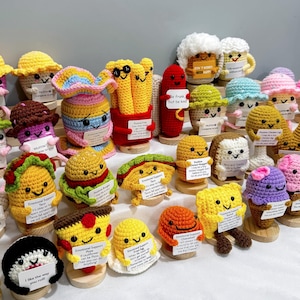 Positive Crochet Taco/Cheese Balls/Chicken nuggets/Pizza/French fries/Candy/Hot dogs,Emotional Support Gift,Mother's Day gift image 2