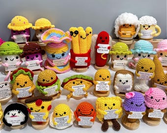 Positive Crochet Taco/Cheese Balls/Chicken nuggets/Pizza/French fries/Candy/Hot dogs,Emotional Support Gift,Mother's Day gift