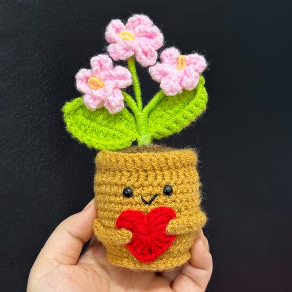 Handmade Crochet Forget Me Not Flowers With Hugging Heart