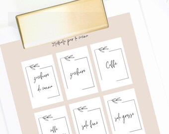 Etichette Cucina Stampabili – PDF  - Barattoli Spezie e Dispensa – Etichette Vuote Incluse – Da Stampare su Carta Adesiva o Normale