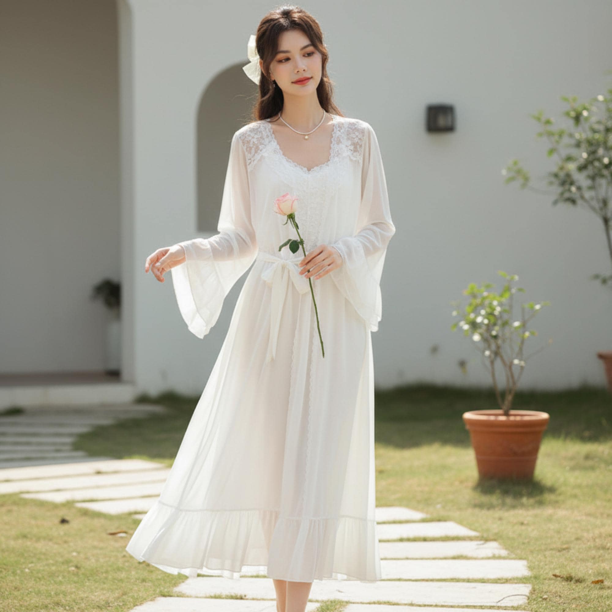 Sheer Long Sleeve Nightgown - Etsy