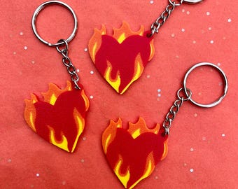 Burning Heart Keychain -- Pop Star Inspired -- 3D Printed