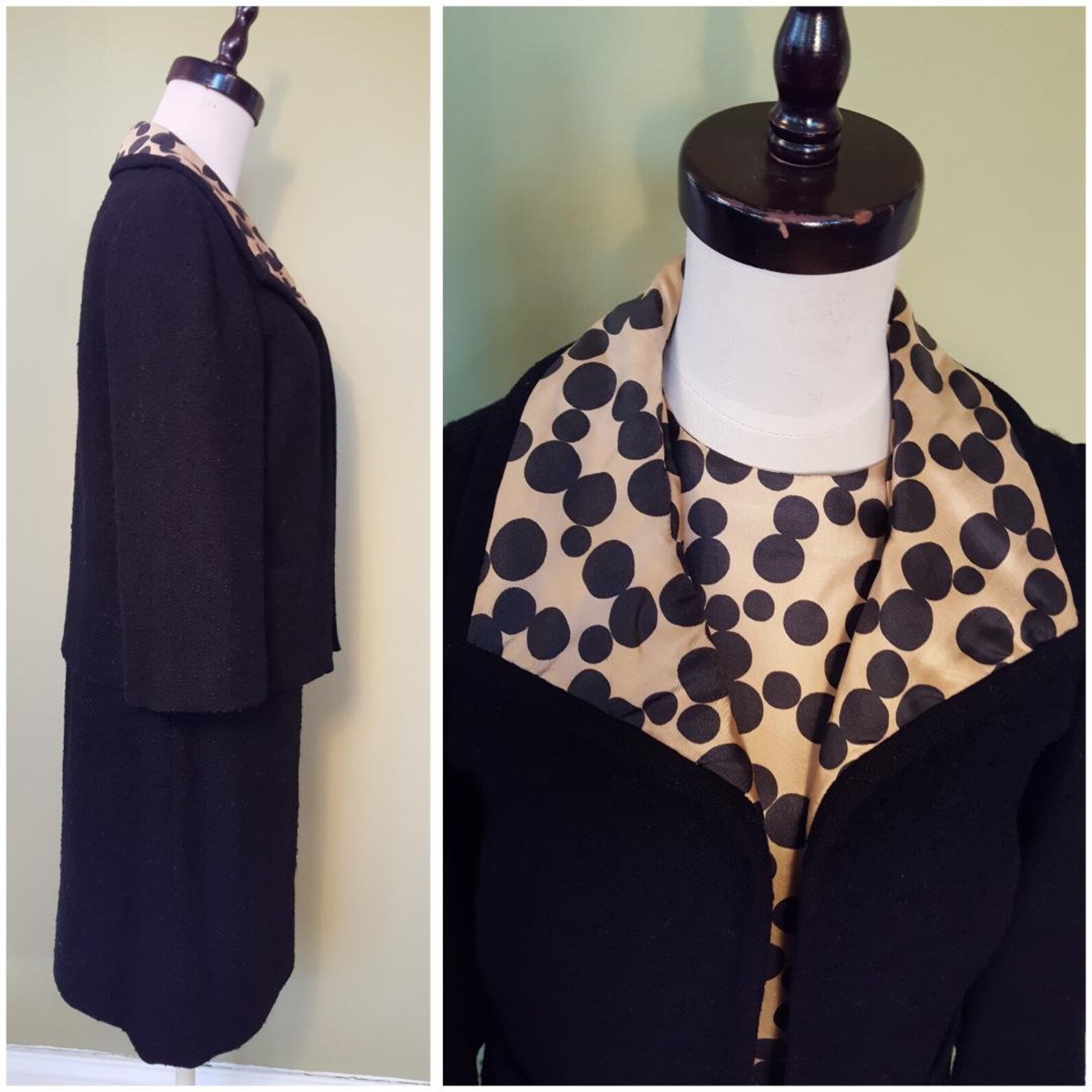 60s Lilli Ann Black SUIT Vintage 3-Piece Jacket Pencil ...