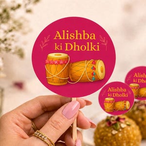Dholki-gåvoklistermärken, personliga pakistanska indiska bröllopsetiketter, Dholki-nattklistermärken, anpassade Desi-bröllopsklistermärken