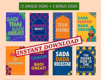 Jaggo Dadka Mel Nanka Mel Sign, Punjabi Maiyan Sangeet Mehndi Poster | Indian Viah Party Decor, Sadi kudi munde da viah