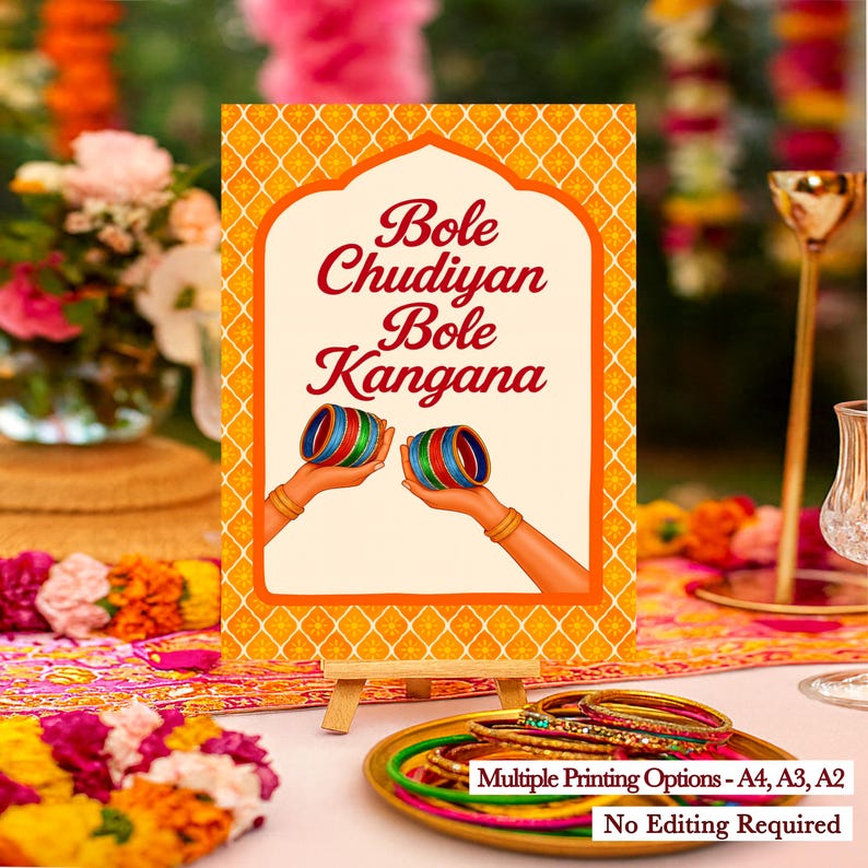 Mayoon Card Sample Bole Chudiyan Bangle Favor Cards & Bangle Bar Sign, Mehndi Bangle ...