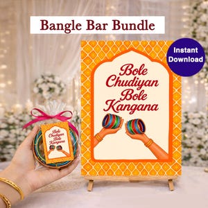Bole Chudiyan Bangle Favor Cards & Bangle Bar Sign, Mehndi Bangle Station Decor, Mayoon Haldi Dholki Gift, Instant Digital Download