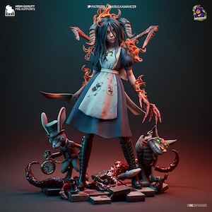 Estatua de Alice McGee's, inspirada en un fan art: Regalo de aniversario personalizado pintado a mano a escala 1:8