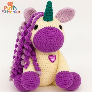 Unicorn Amigurumi Crochet Pattern PDF, Cute Stuffed Unicorn Toy Tutorial, Digital Download DIY Plushie Gift for Baby, Fantasy Room Décor
