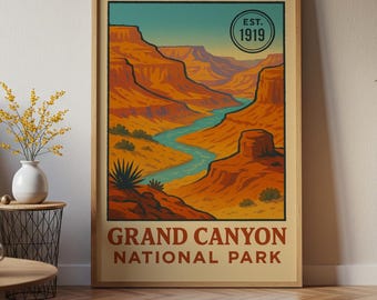 Grand Canyon Arizona retro poster, muurkunst nationaal park