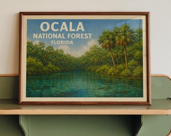 Ocala National Forest Florida Poster Tropical Spring Landscape Wall Art