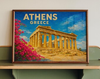 Athènes Grèce Parthénon affiche de voyage art mural grec ancien