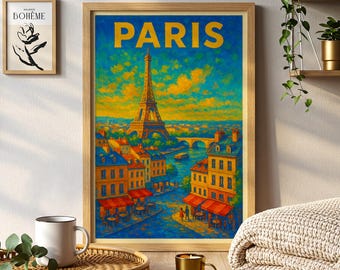 Reisposter Parijs | Eiffeltoren vintage Frankrijk muurkunst print
