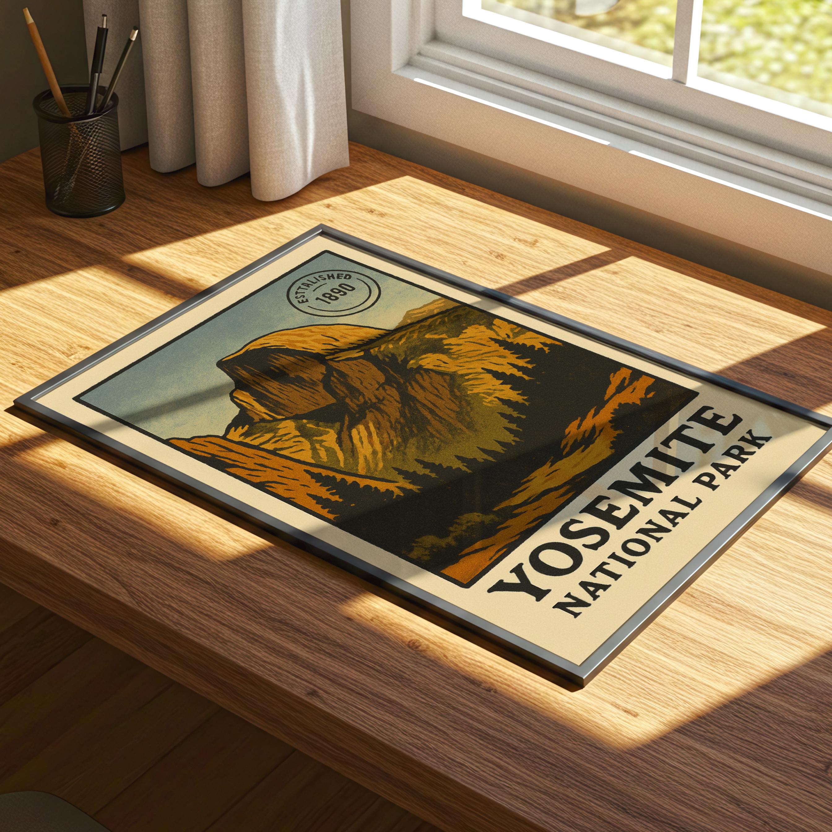 Yosemite Half Dome Print, Vintage National Park Poster - Etsy