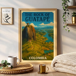 グアタペの岩 コロンビア ヴィンテージ トラベルポスター