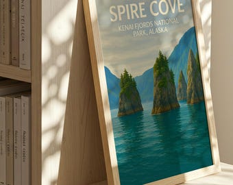 Spire Cove Kenai Fjords Alaska Travel Poster Painting Coastal