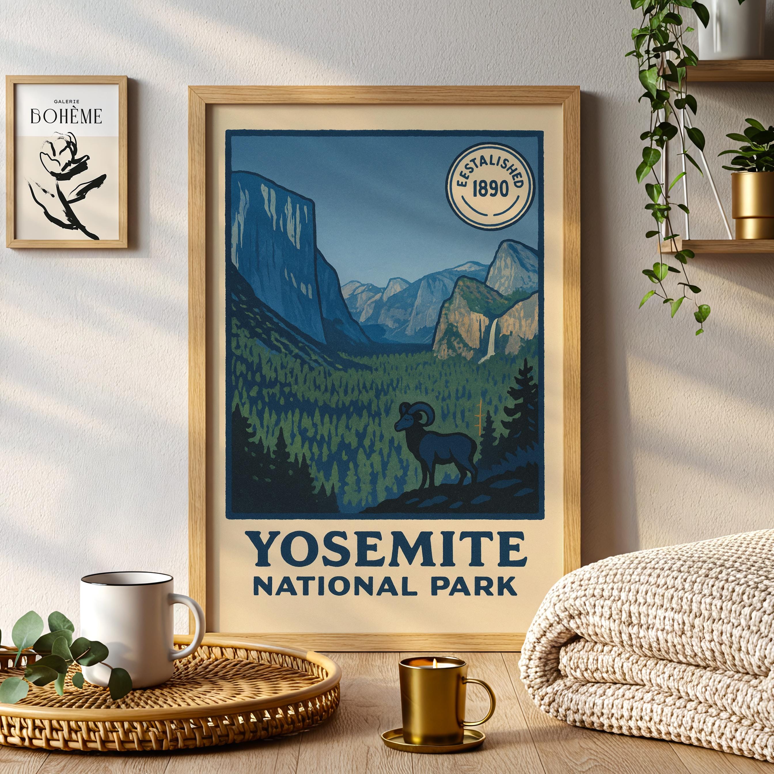 ヨセミテ国立公園のポスター、美しい山の風景のアートプリント - Etsy 日本