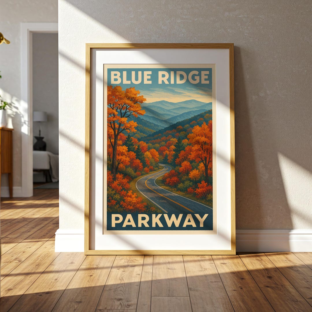 Blue Ridge Parkway Travel Poster – Appalachian Mountain Art - Etsy