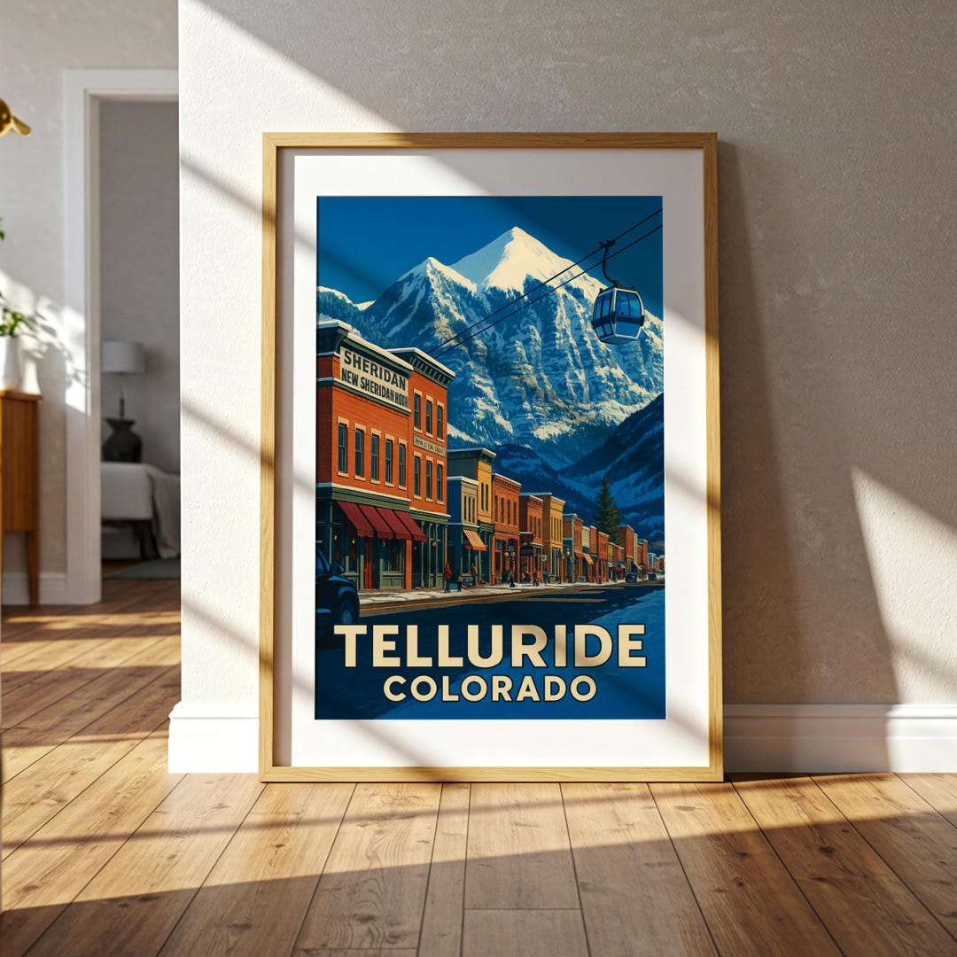 Telluride Colorado Travel Poster Mountain Ski Town Wall Art - Etsy