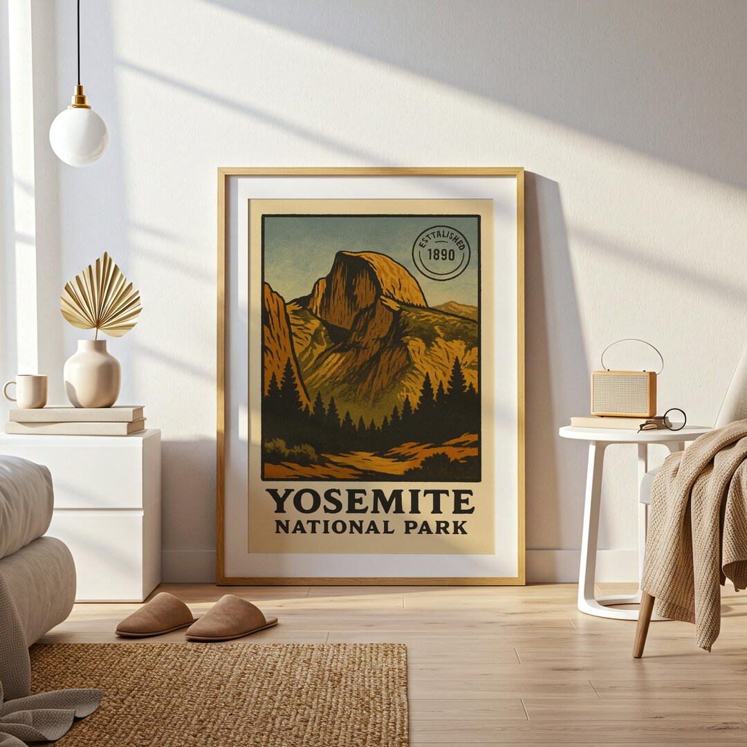 Yosemite Half Dome Print, Vintage National Park Poster - Etsy