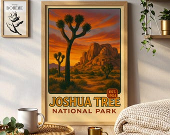 Joshua Tree National Park Poster, California Desert Landscape Art Print