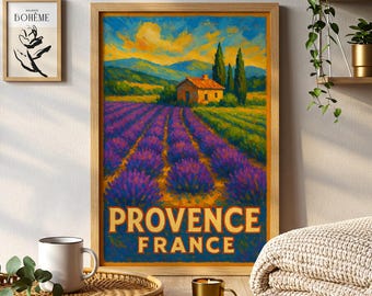 Provence Lavender Fields Matte Vertical Poster | Vintage French Countryside Travel Art
