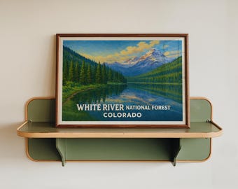 White River National Forest Colorado Poster Mountain Lake Reflection Wall Art