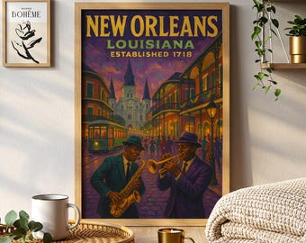 New Orleans Louisiana Travel Poster Painting French Quarter Wall Art