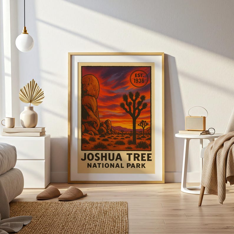 Vintage Joshua Tree National Park Poster, Retro Desert Wall Art - Etsy