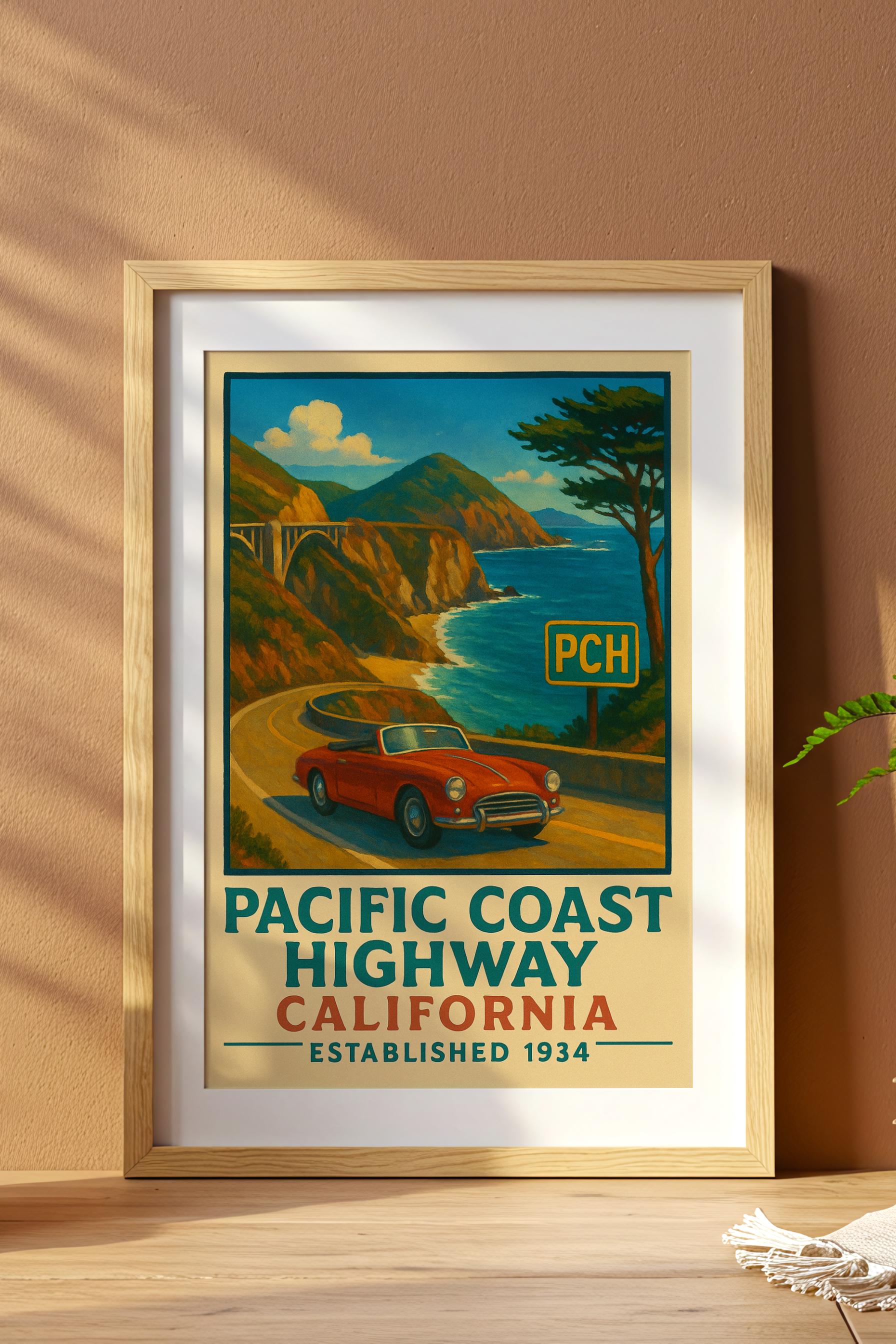 Pacific Coast Highway Print | California Coastal Travel Art - Etsy