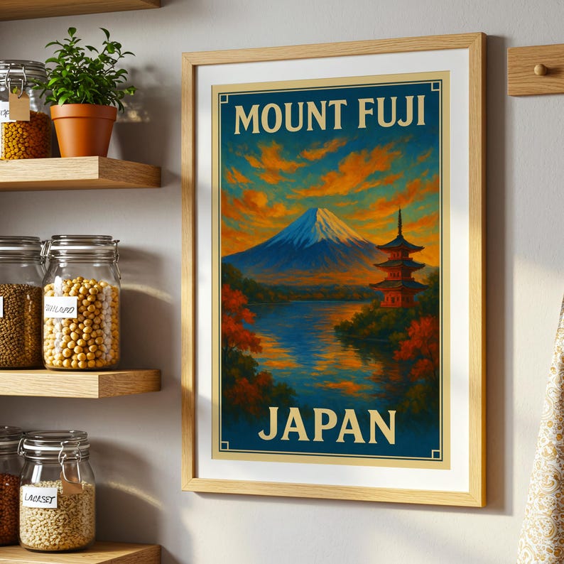 Mount Fuji Japan Vintage Travel Poster Wall Art - Etsy