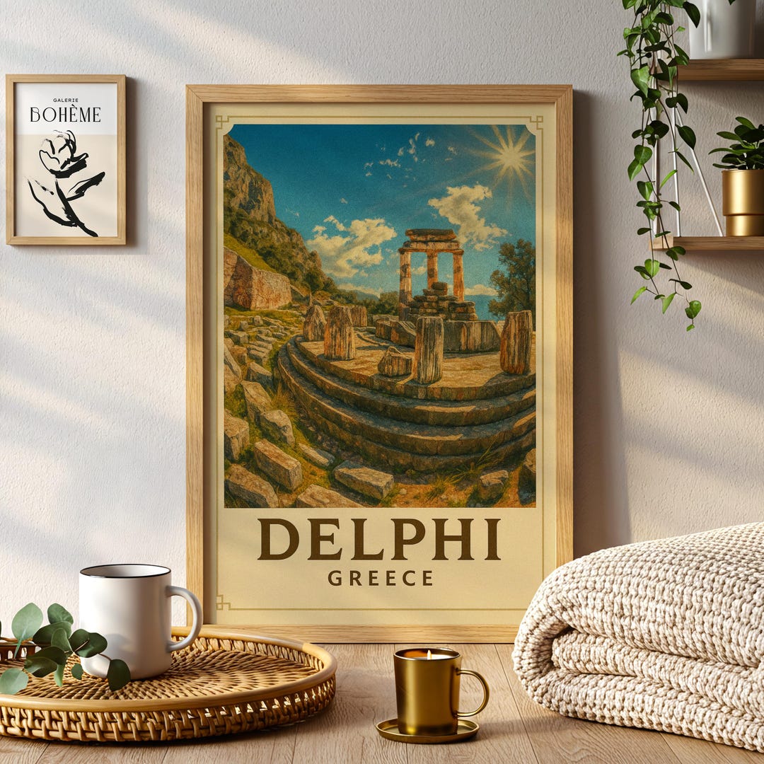 Delphi Riddle Poster Delphi Greece Ancient Ruins Travel Poster - Etsy