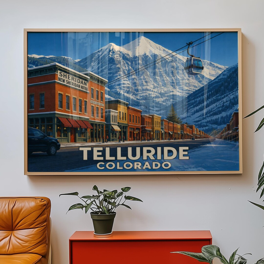 Telluride Colorado Ski Town Vintage Travel Poster Mountain Wall Art - Etsy