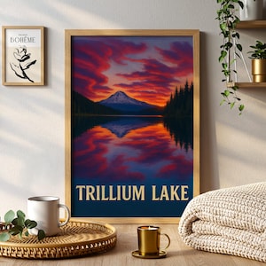 Trillium Lake Oregon Druck, PNW Berglandschaft Wandkunst