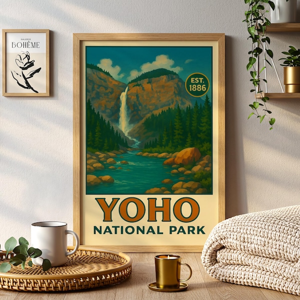 Póster del Parque Nacional Yoho, impresión artística de las Montañas Rocosas Canadienses