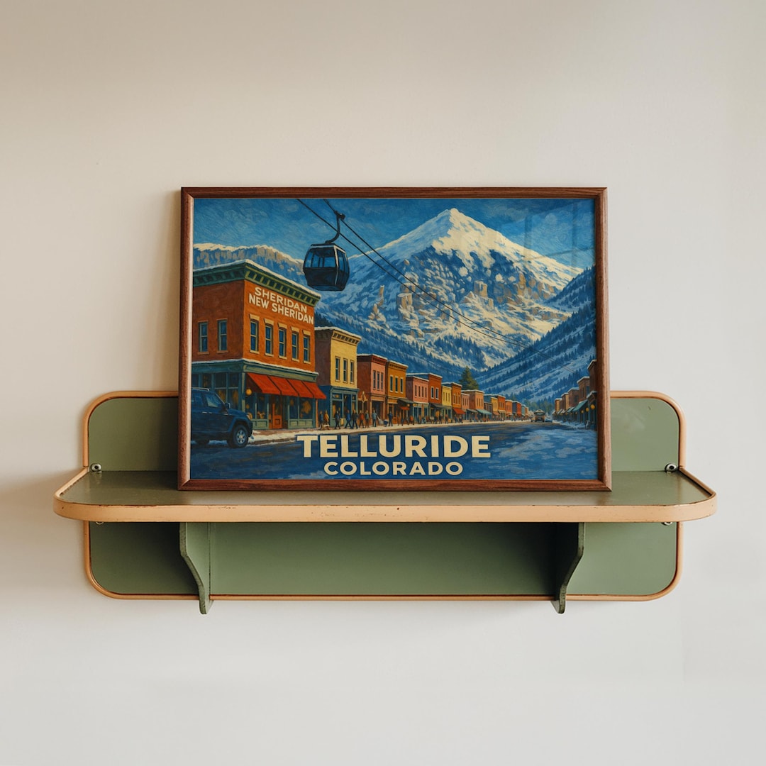 Telluride Colorado Gondola Vintage Travel Poster Ski Town Mountain Wall ...