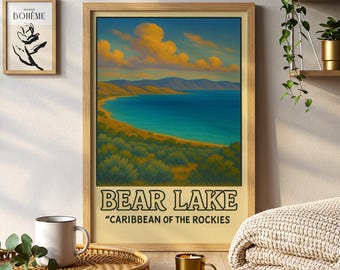 Bear Lake, Utah-Idaho, Wall Art Print, Alpine Cabin Decor