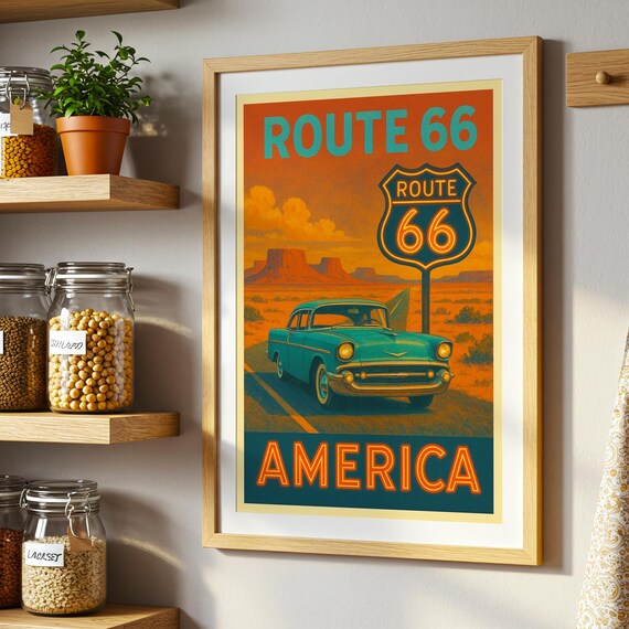 Route 66 Wall Art: Vintage American Road Trip Poster - Etsy