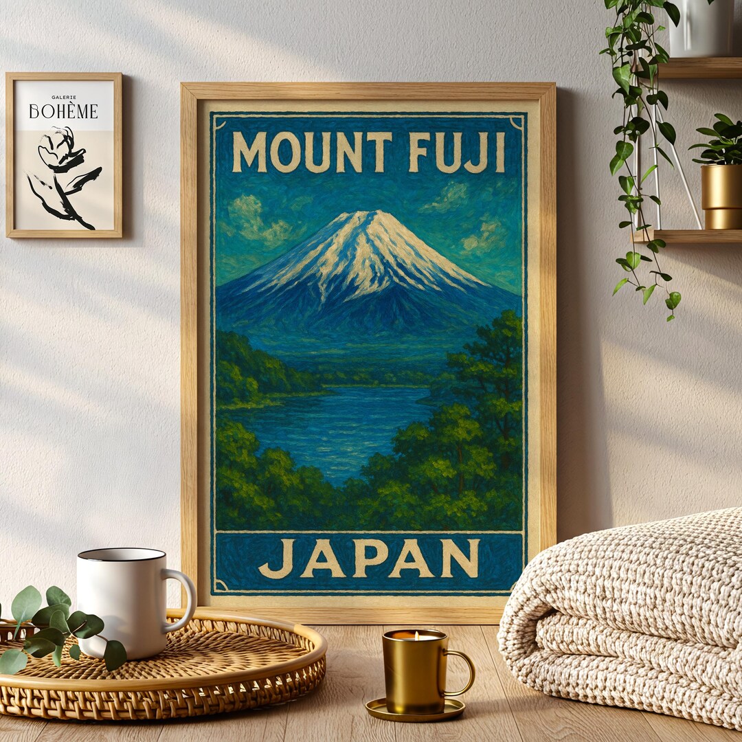 Mount Fuji Japan Vintage Travel Poster Classic Japanese Landscape ...