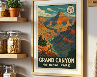 Pôster do Parque Nacional do Grand Canyon, Impressão artística da paisagem do deserto do Arizona