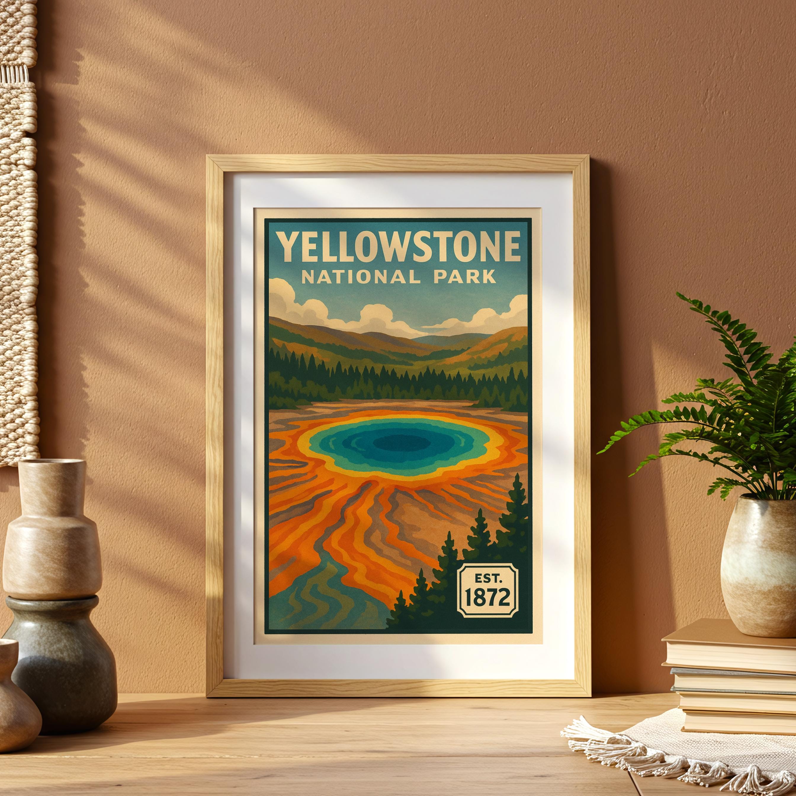 Yellowstone National Park Poster | Vintage Landscape Art Print - Etsy