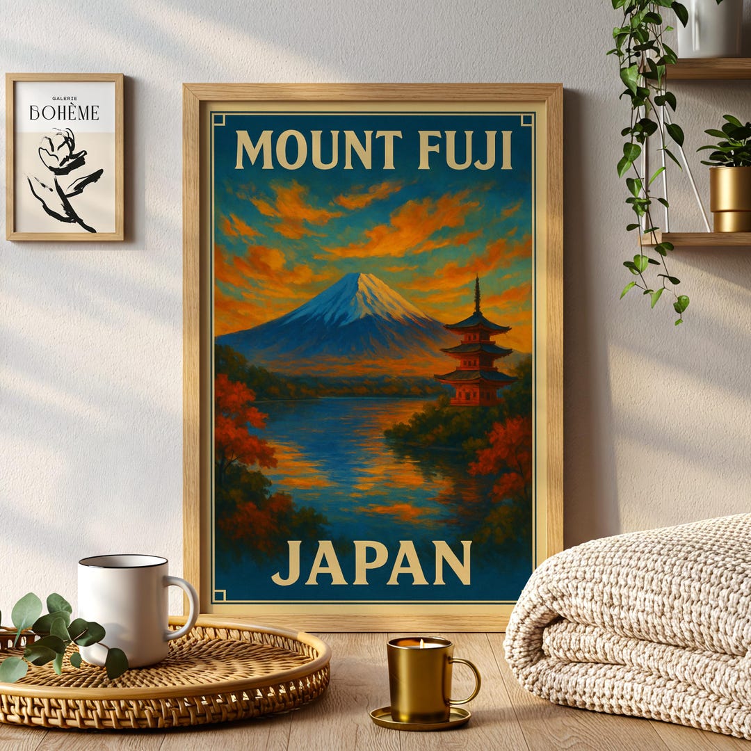 Mount Fuji Japan Vintage Travel Poster Wall Art - Etsy