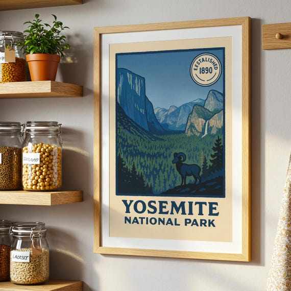 ヨセミテ国立公園のポスター、美しい山の風景のアートプリント - Etsy 日本