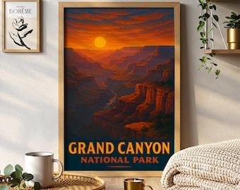 Pôster do Parque Nacional do Grand Canyon, Impressão artística da paisagem do deserto do Arizona
