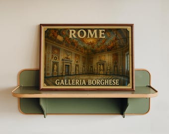 Galleria Borghese Rome Poster, Italy Museum Wall Art, Vintage Italian Travel Print, Roman Art Gallery Decor, Italy Travel Gift