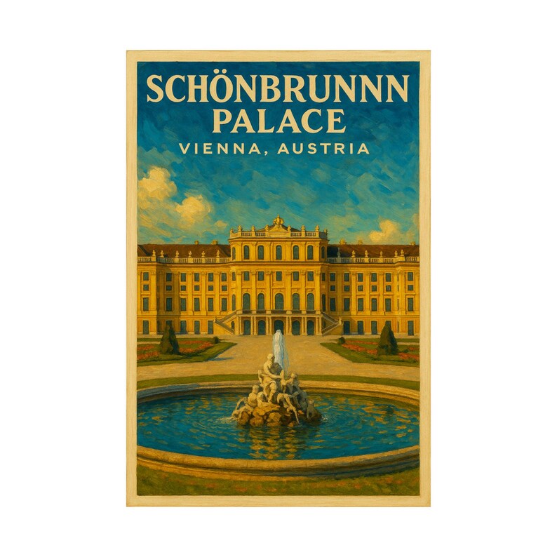 Schönbrunn Palace Vienna Vintage Travel Poster Historic Austrian Landmark Wall Art image 4