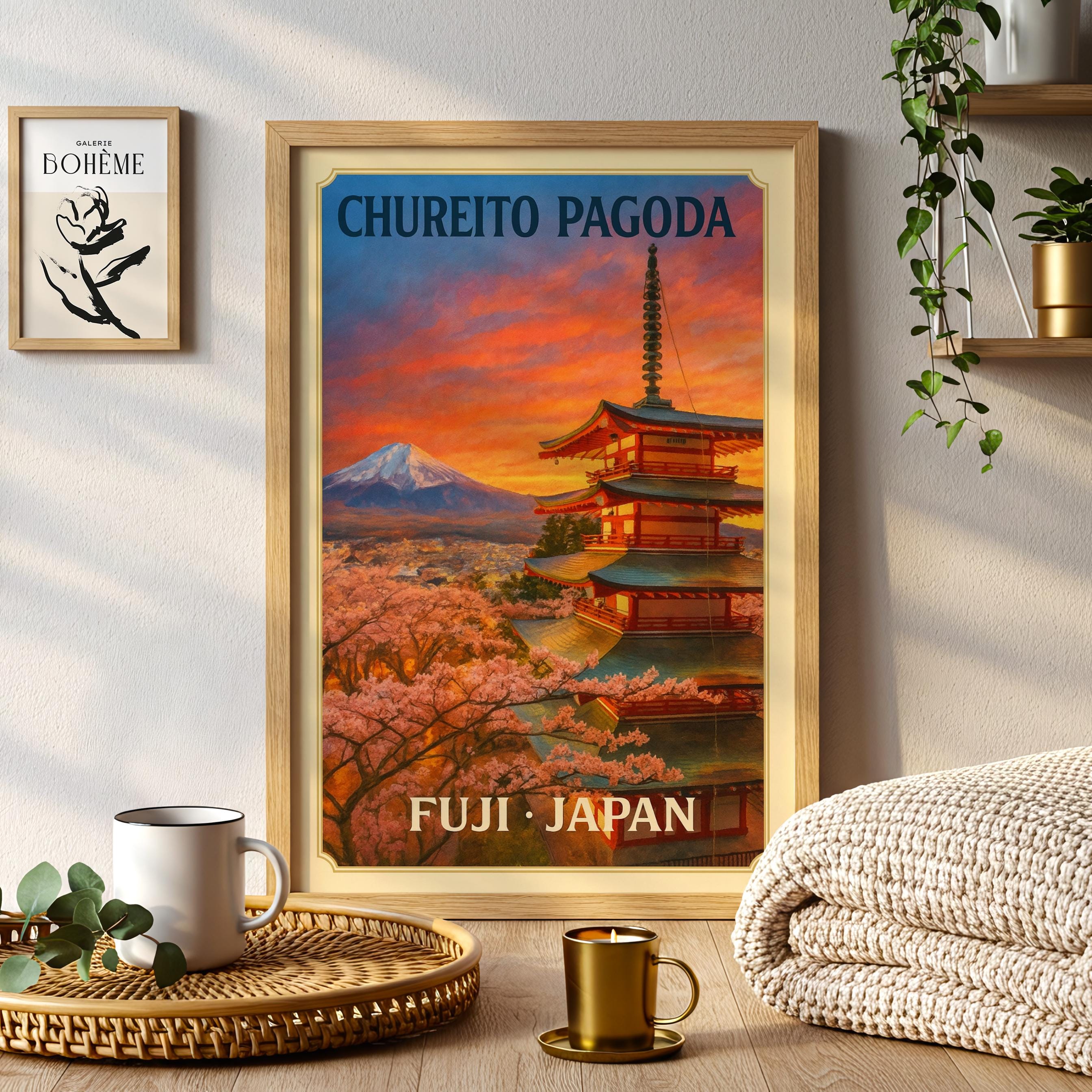 Chureito Pagoda Mount Fuji Travel Poster - Etsy