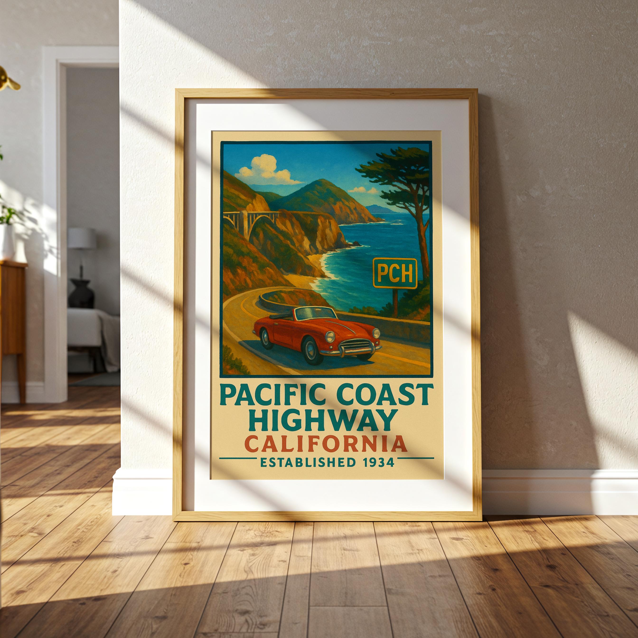 Pacific Coast Highway Print | California Coastal Travel Art - Etsy